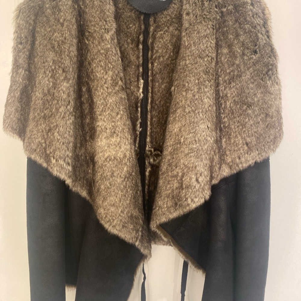 Velvet by Graham & Spencer Faux Suede And Faux Fur Jacket Coat Petite/XS